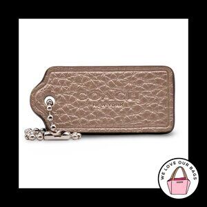 2" COACH NEW YORK Gold Pebbled Leather Nickel Fob Bag Charm Keychain Hang Tag